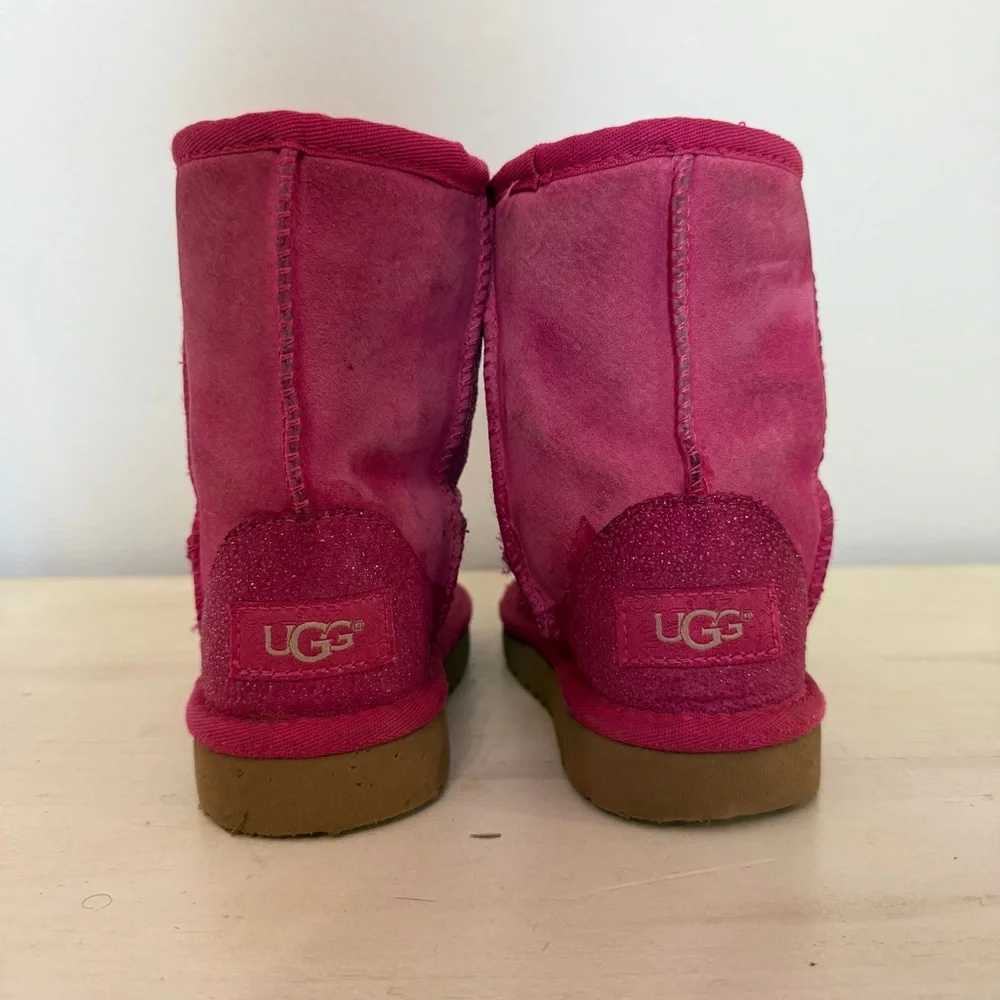 Ugg Pink Suede/Glitter Classic Short Boots